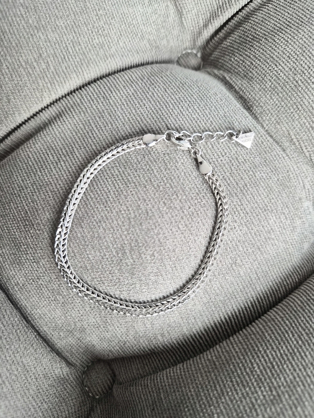 Sterling Forever Silver Double Row Foxtail Chain Bracelet